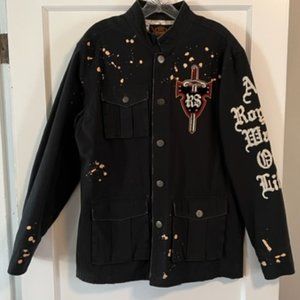 Rebel Spirit distressed Jacket embroidered and studded men's size: XL